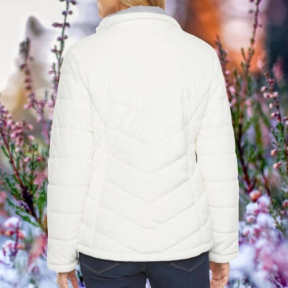 Free Country Reversible Wht Quilt Buter Pile Gray Smoth Puffer Jacket Sz XL NWT - Picture 6 of 7